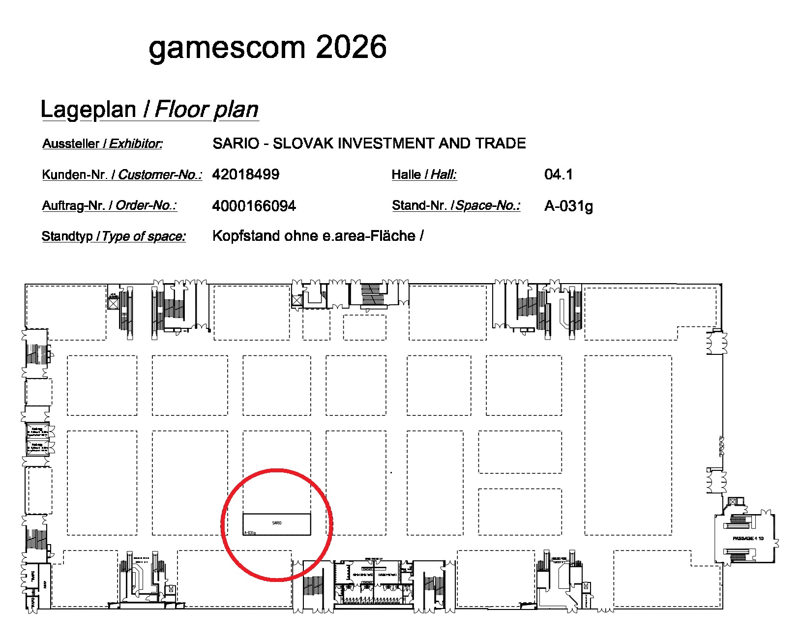 Gamescom 2026 stand location